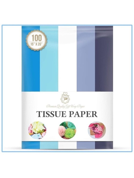 Other - 100 Blue & White Tissue Paper Sheets 15” x 20”